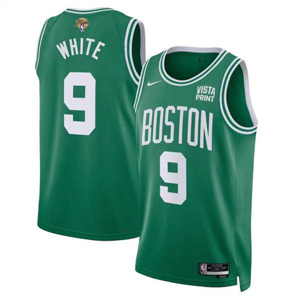 Mens Boston Celtics #9 Derrick White Kelly Green 2024 Finals Icon Edition Stitched Basketball Jersey Dzhi